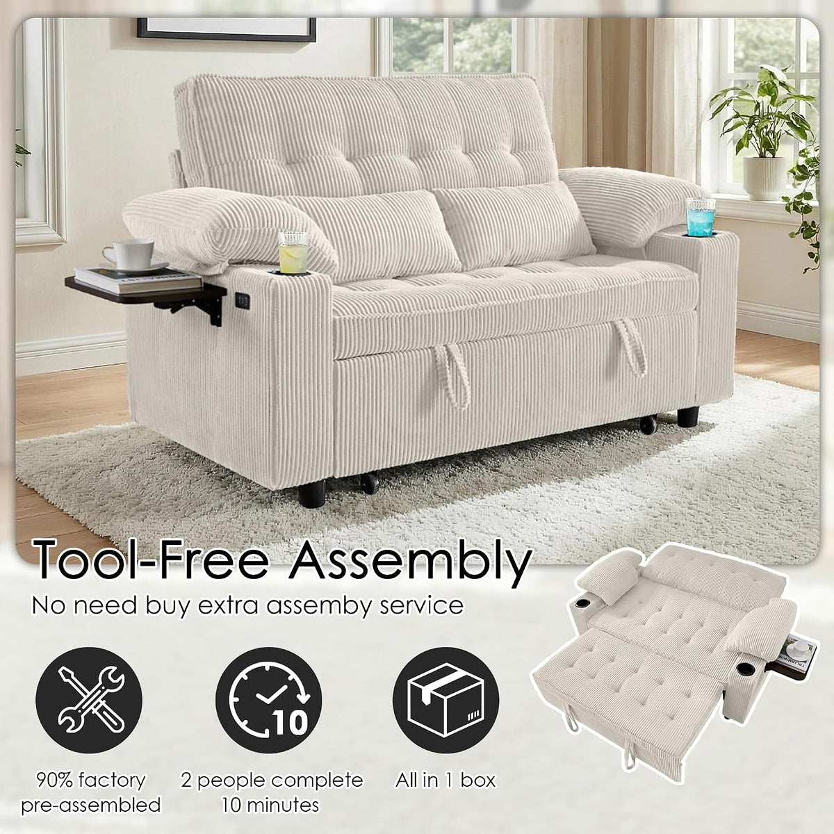 Milan Corduroy Sleeper Sofa