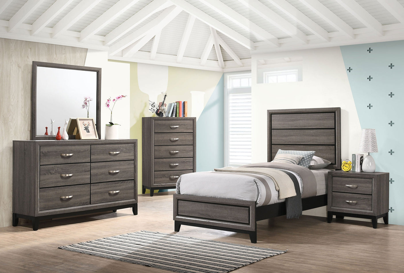 Watson Five-Piece Bedroom Set Grey Oak