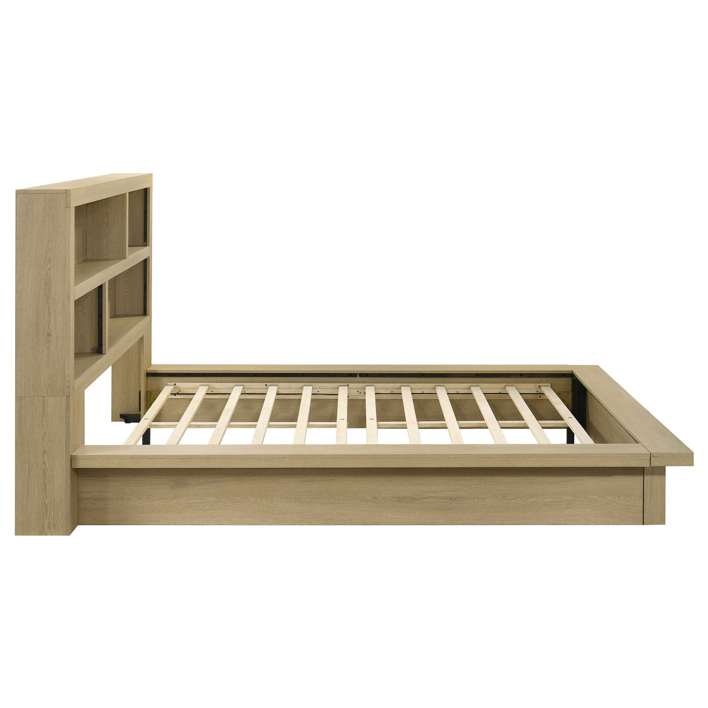 Hendricks Bookcase Headboard Platform Bed Light Oak