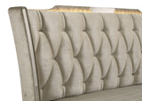 Lorient LED Upholstered Wingback Bed Ivory and Camel