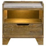 Henderson 1-drawer LED Nightstand Bedside Table Medium Oak