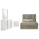 Ines Bedroom Set Grey and White High Gloss