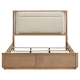 Leanne LED Panel Bed Off White and Light Oak