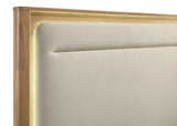 Leanne LED Panel Bed Off White and Light Oak