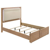 Leanne LED Panel Bed Off White and Light Oak