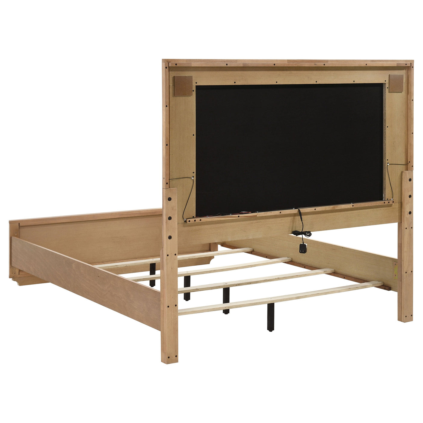 Leanne LED Panel Bed Off White and Light Oak