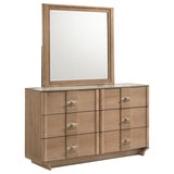 Leanne 6-drawer Sinter Stone Top Dresser Cabinet Light Oak
