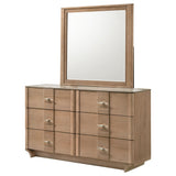 Leanne 6-drawer Sinter Stone Top Dresser Cabinet Light Oak