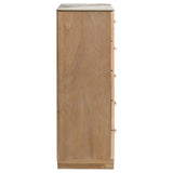 Leanne 5-drawer Sinter Stone Top Chest of Drawers Light Oak