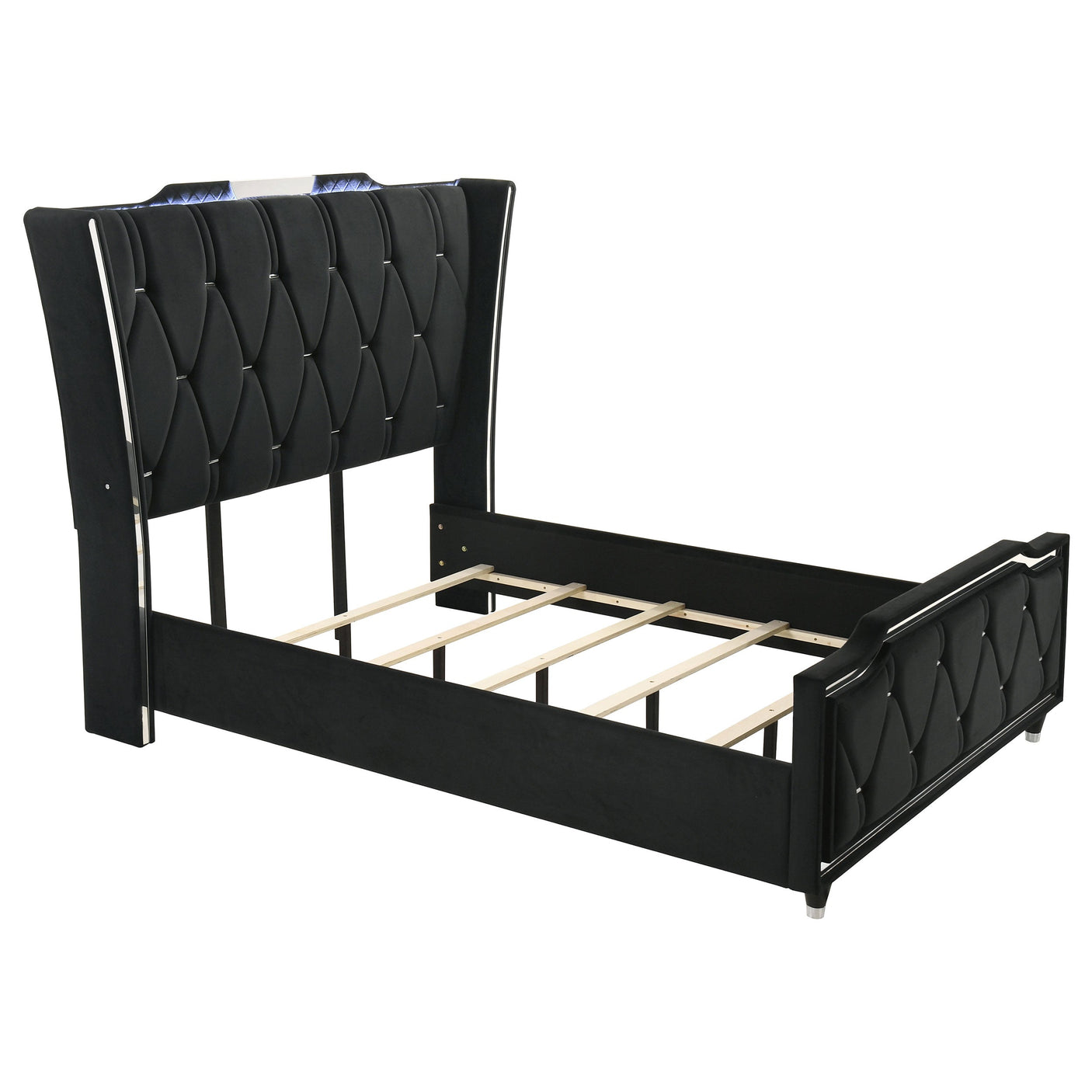 Lorient LED Upholstered Wingback Bed