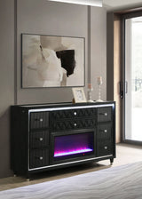 Lorient 8-drawer LED Dresser Black
