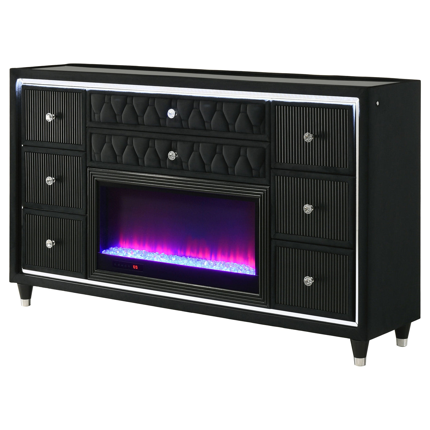 Lorient 8-drawer LED Dresser Black