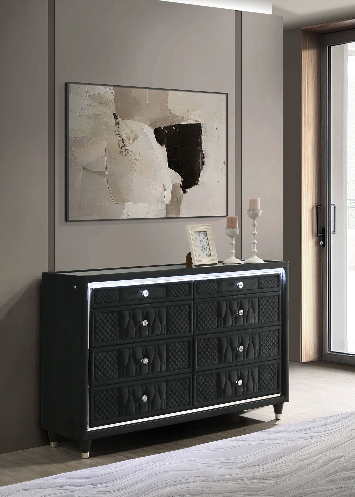 Lorient 8-drawer LED Dresser Black
