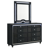 Ravenne 8-drawer Velvet Upholstered LED Dresser Cabinet Black
