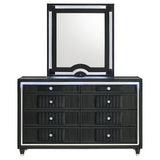 Ravenne 8-drawer Velvet Upholstered LED Dresser Cabinet Black