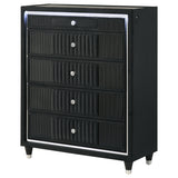 Ravenne 5-drawer Velvet Upholstered LED Chest of Drawers Black