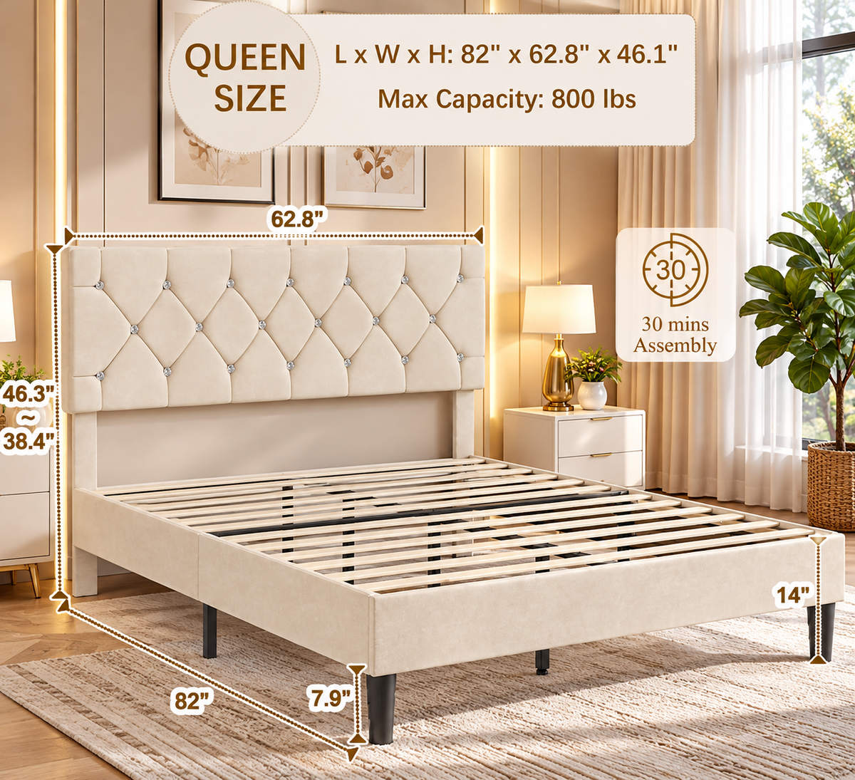 Crystal Queen Bed