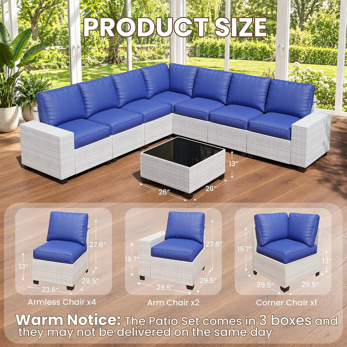Dwight 8pc Patio Sectional
