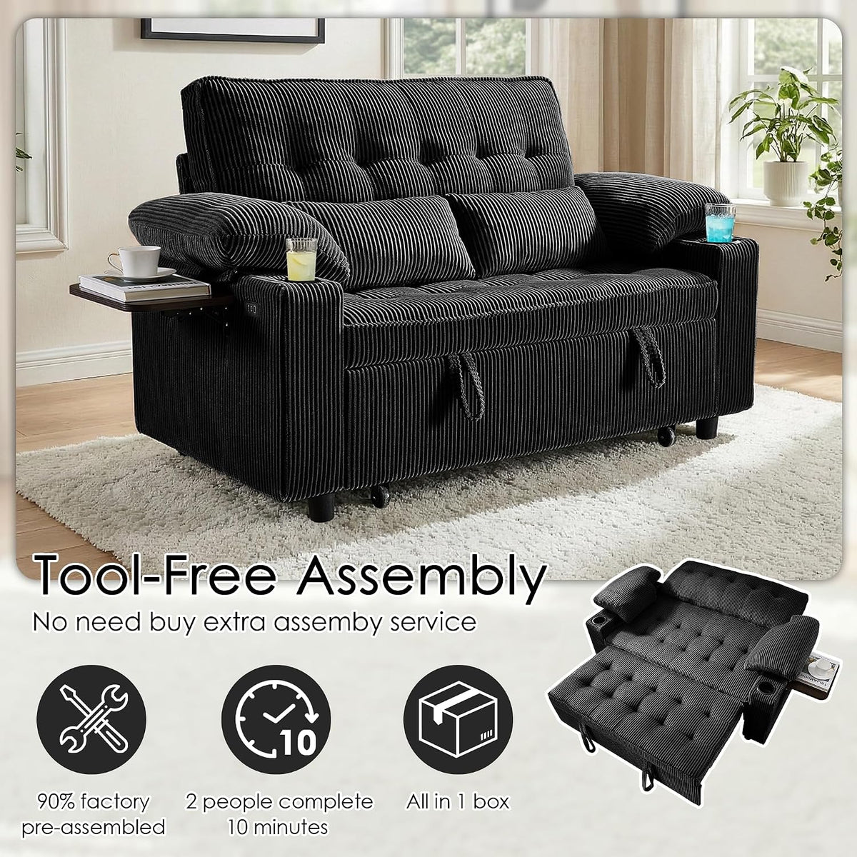 Milan Corduroy Sleeper Sofa