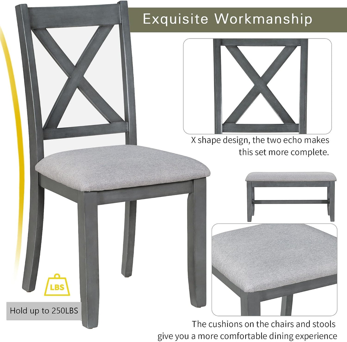 Wesley Table w 4 Chairs & Bench