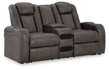 Fyne-Dyme Power Reclining Loveseat/Console/Adjustable Headrest