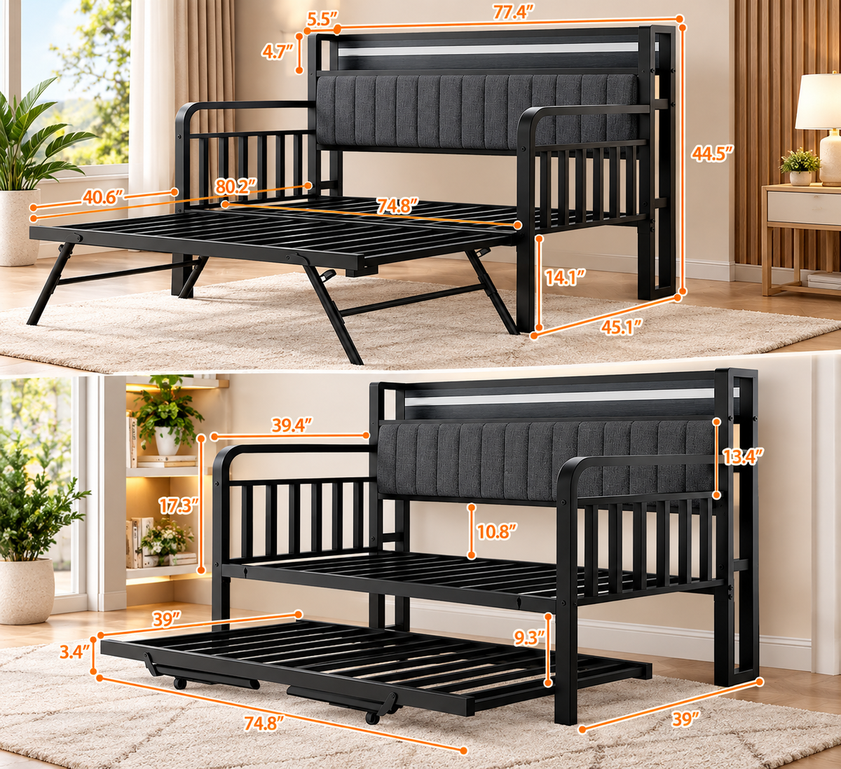 Aspen LED Daybed with Pop-Up Trundle