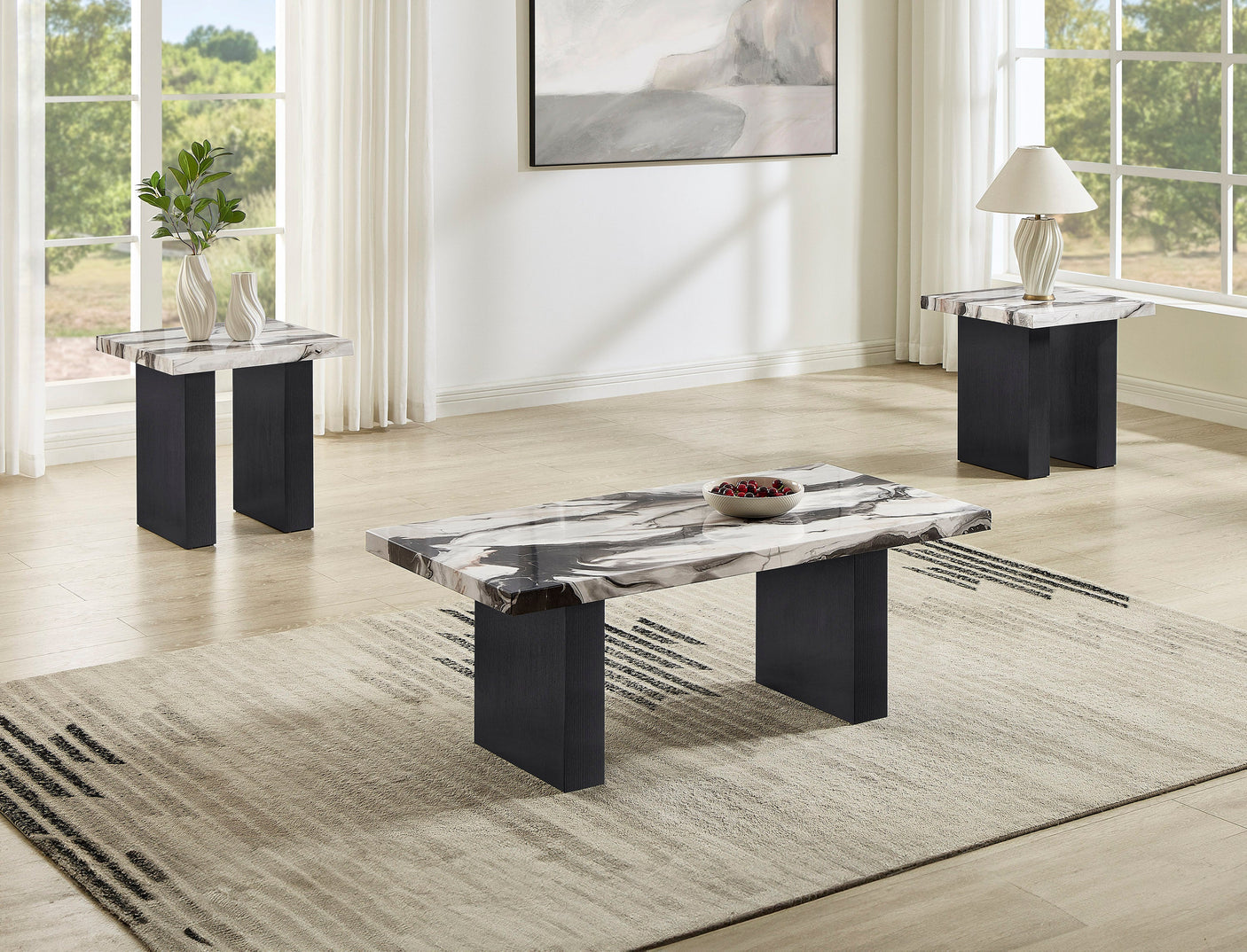 Vega 3-Pk Faux Marble Cocktail Set