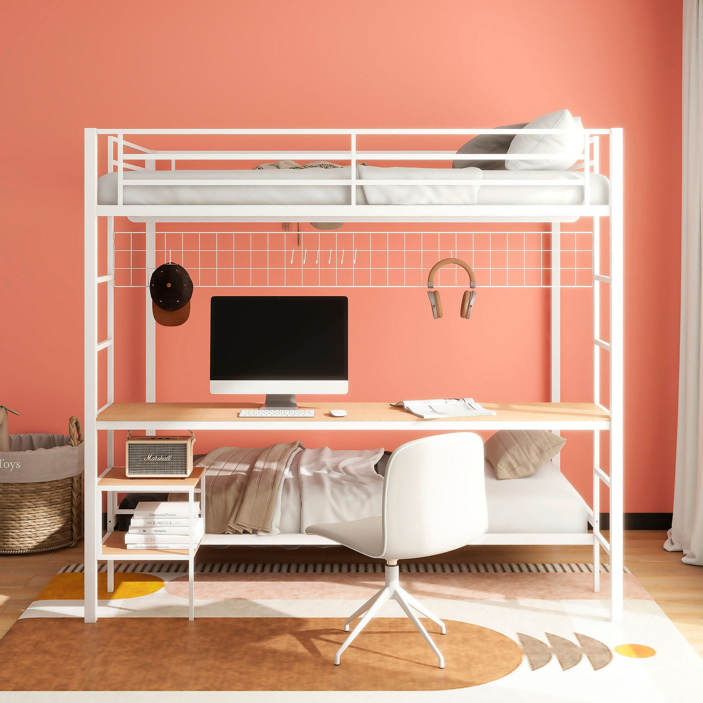 Campus Metal Full Over Twin Workstation Bunk Bed