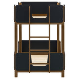 Morris Twin Over Twin Wood Bunk Bed Black and Walnut