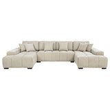 Cannella U-Shaped Double Chaise Upholstered Sectional Sofa Beige