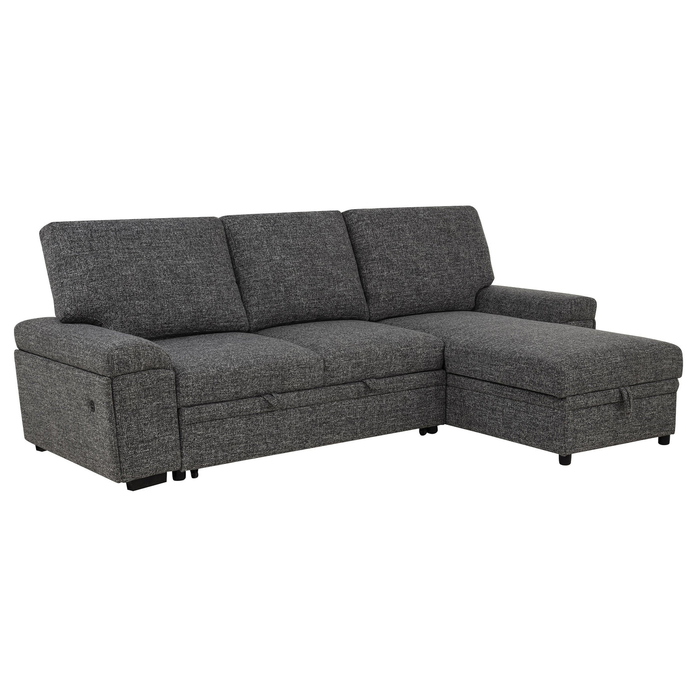 Demko Sleeper Sectional Sofa with Speaker and Storage Chaise Brown