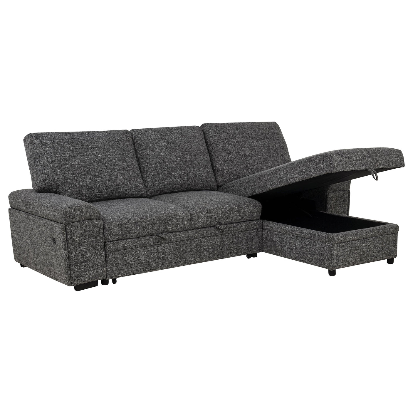 Demko Sleeper Sectional Sofa with Speaker and Storage Chaise Brown