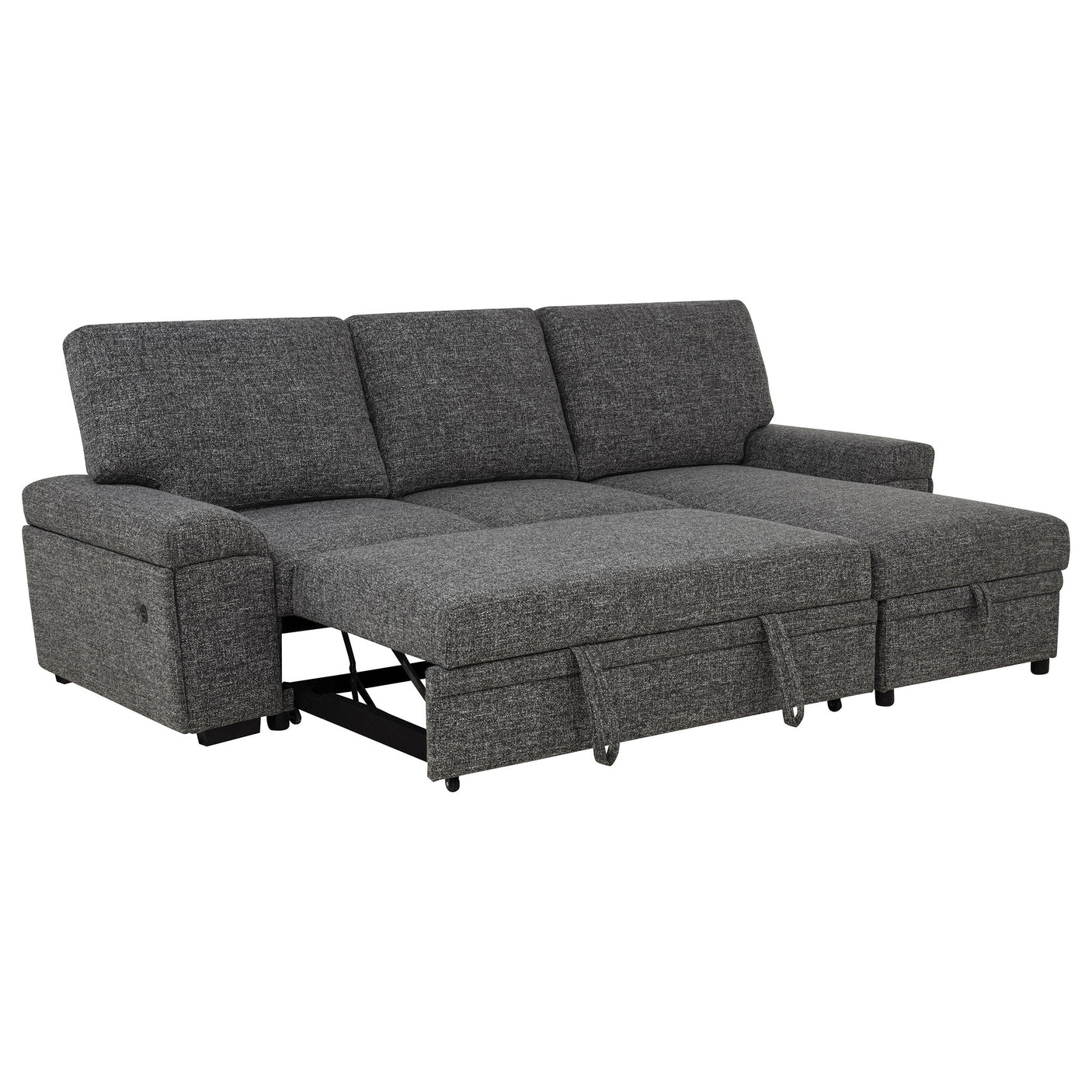 Demko Sleeper Sectional Sofa with Speaker and Storage Chaise Brown