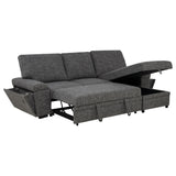 Demko Sleeper Sectional Sofa with Speaker and Storage Chaise Brown