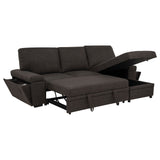Demko Sleeper Sectional Sofa with Speaker and Storage Chaise Brown