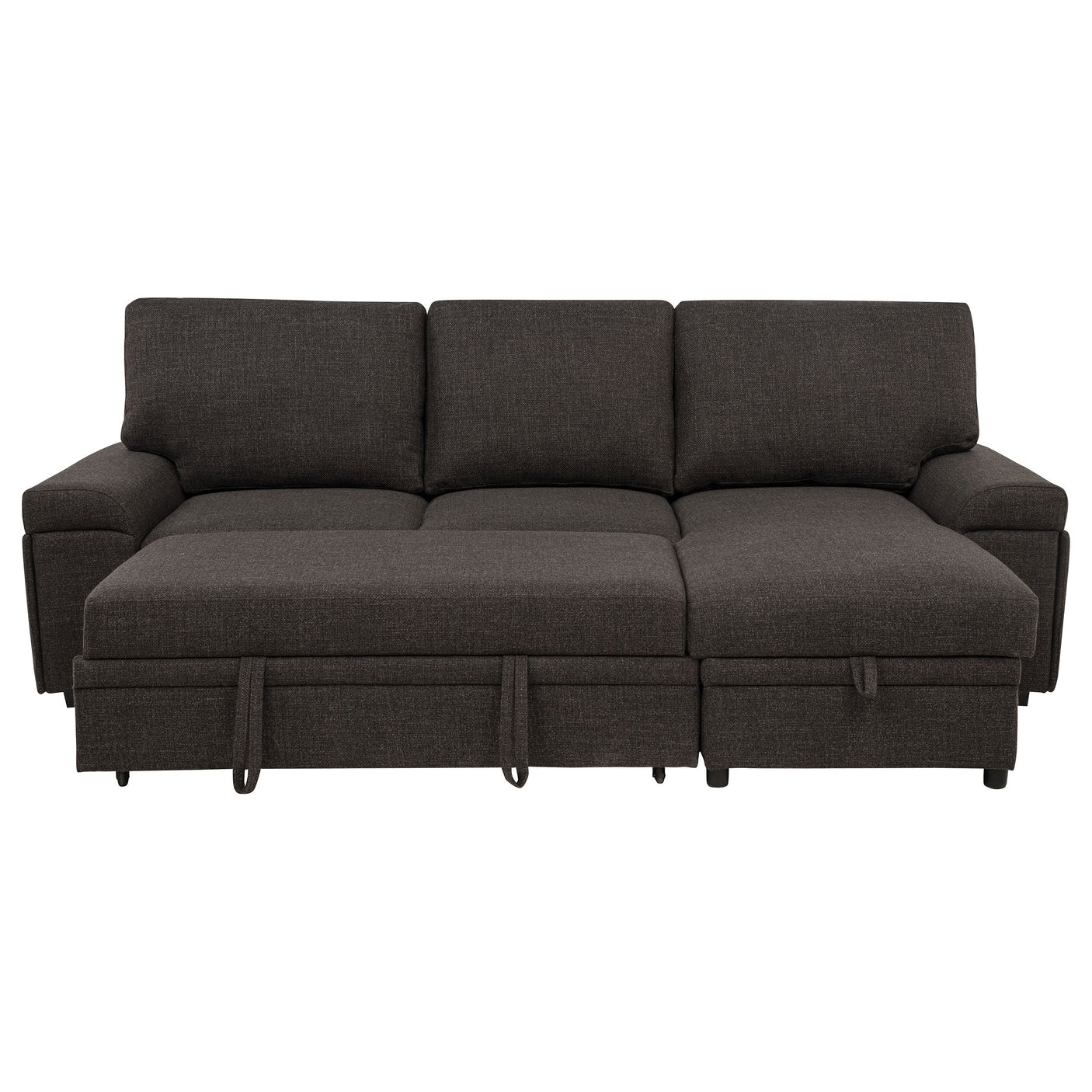 Demko Sleeper Sectional Sofa with Speaker and Storage Chaise Brown