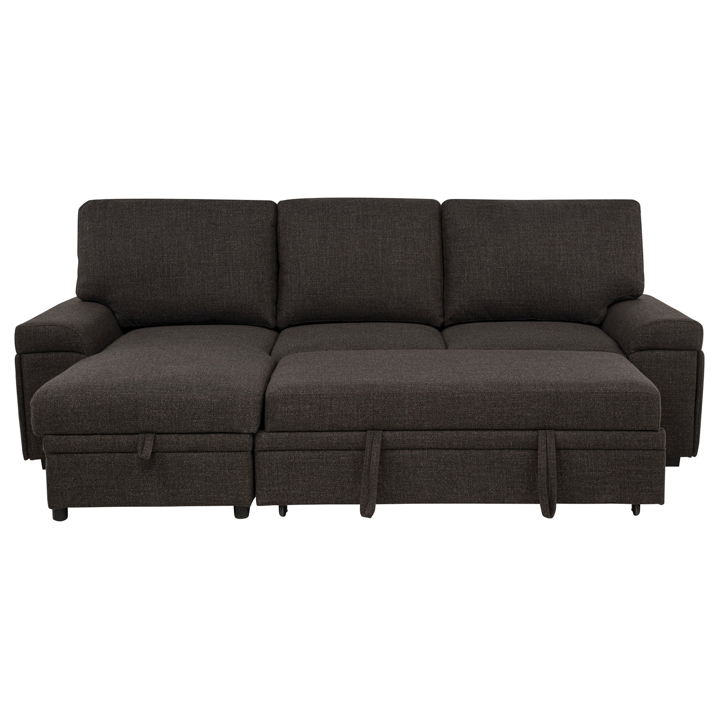 Demko Sleeper Sectional Sofa with Speaker and Storage Chaise Brown