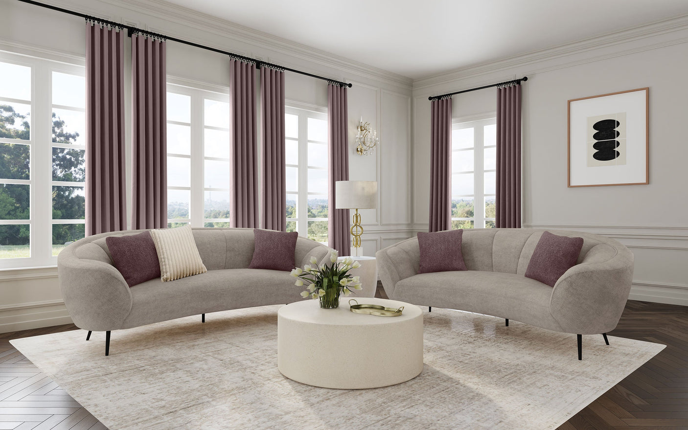 Ellorie Upholstered Curved Sofa Set