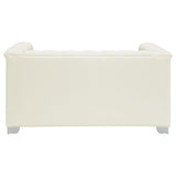 Chaviano Upholstered Track Arm Loveseat Pearl White