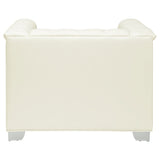 Chaviano Upholstered Track Arm Accent Chair Pearl White