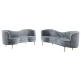 Sophia Upholstered Channel Tufted Sofa Set