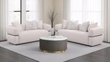 Jeanette Fabric Upholstered Round Arm Sofa Set Beige