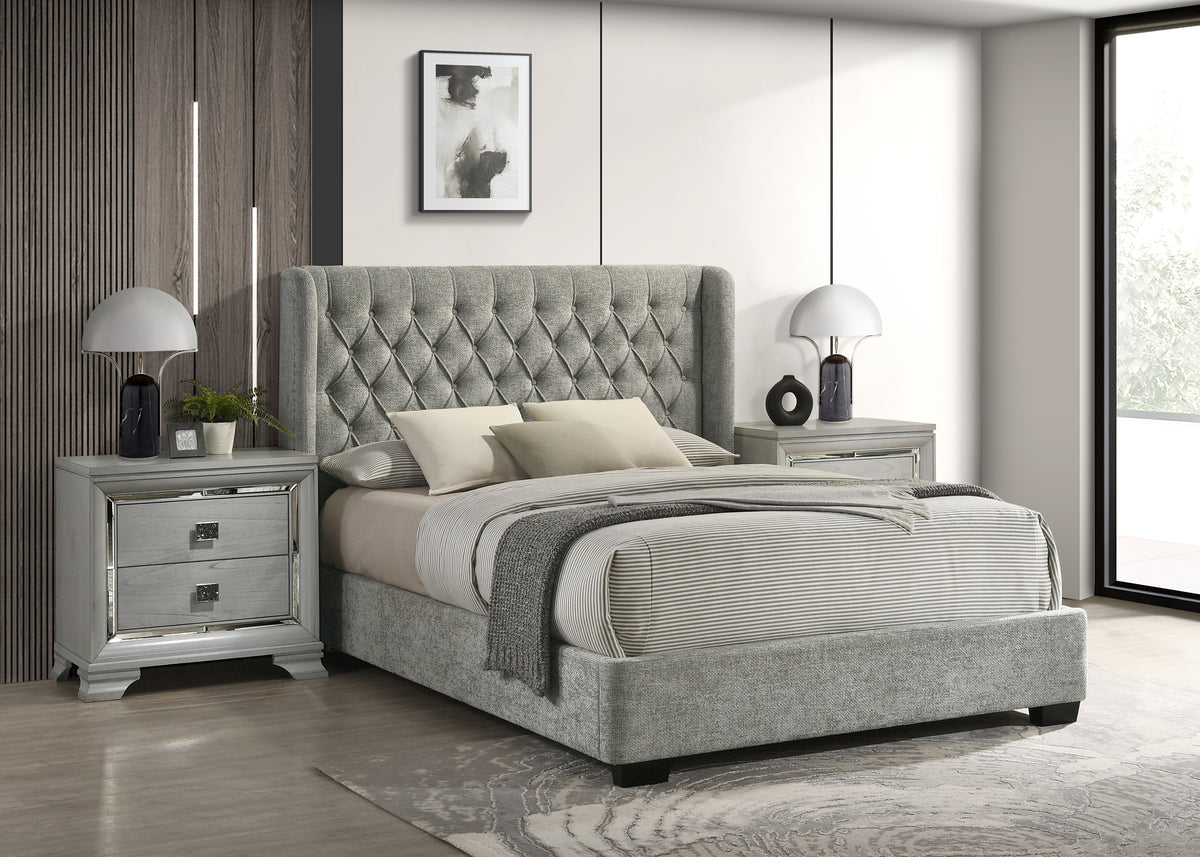Daphne Queen Bed L.Grey Tweed