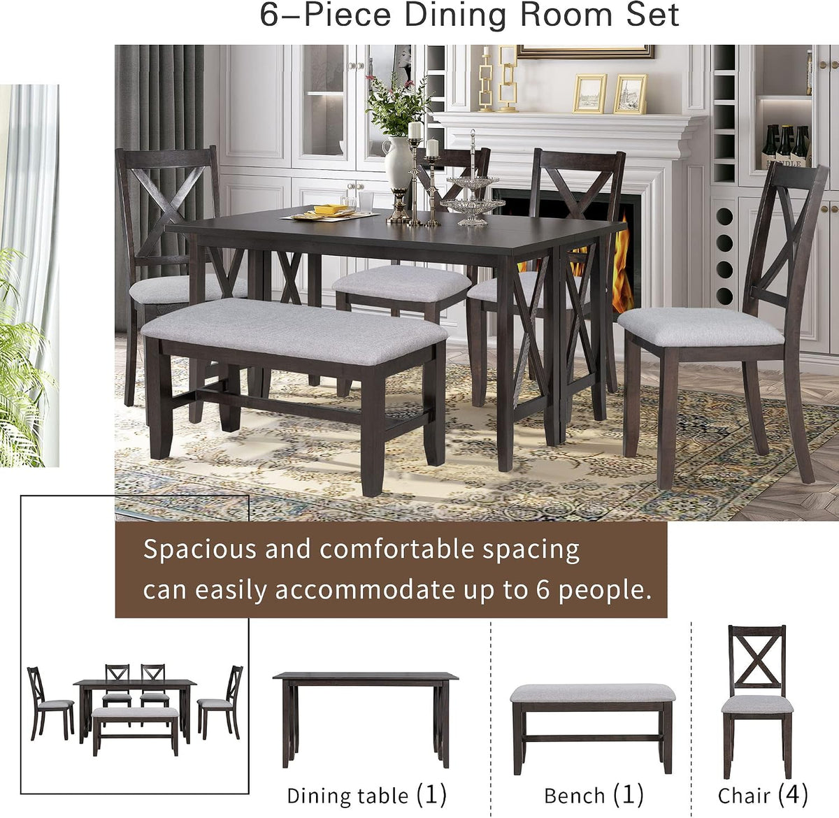 Emma Table w 4 Chairs & Bench