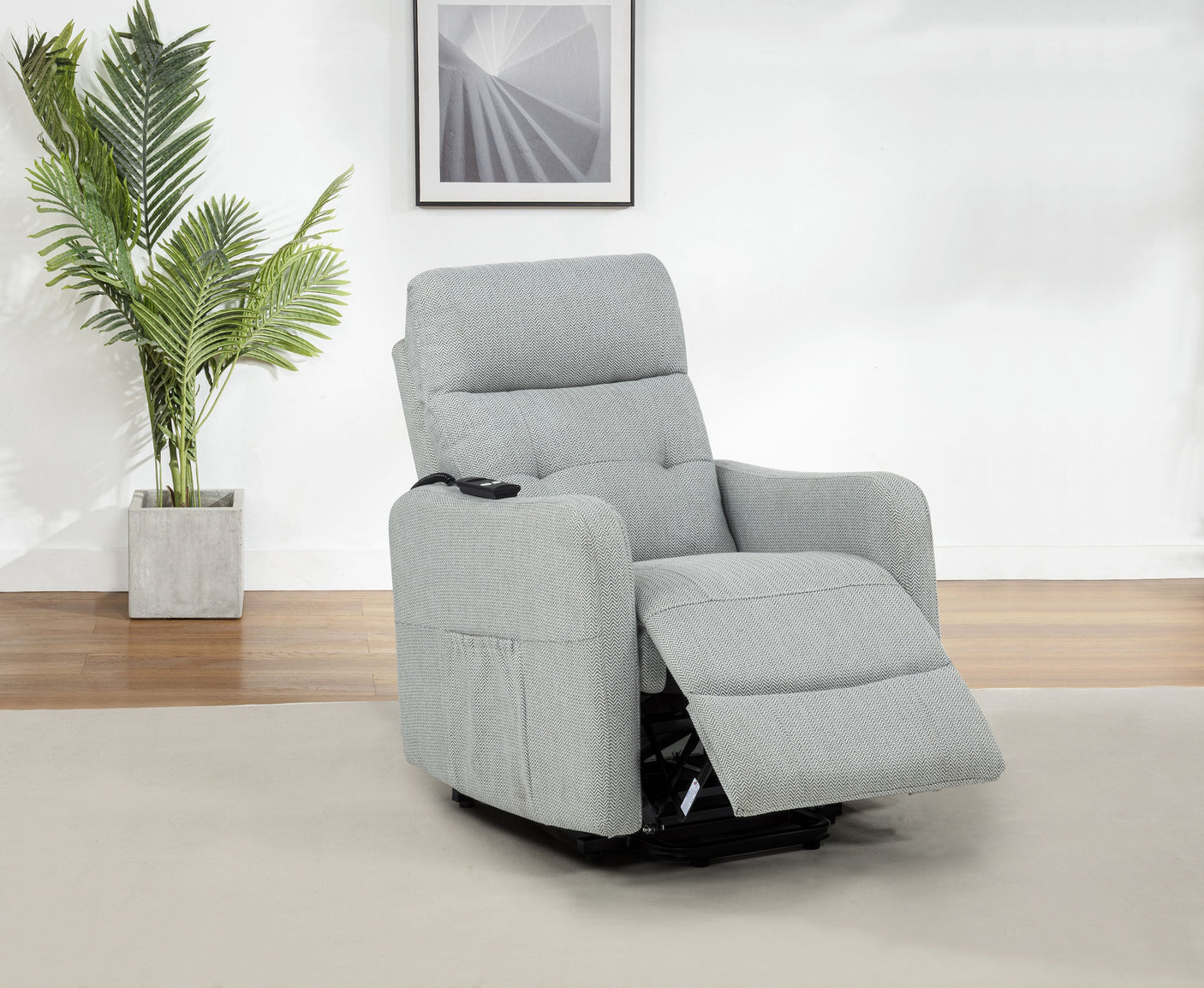 Dayes Upholstered Power Lift Recliner Chair Taupe
