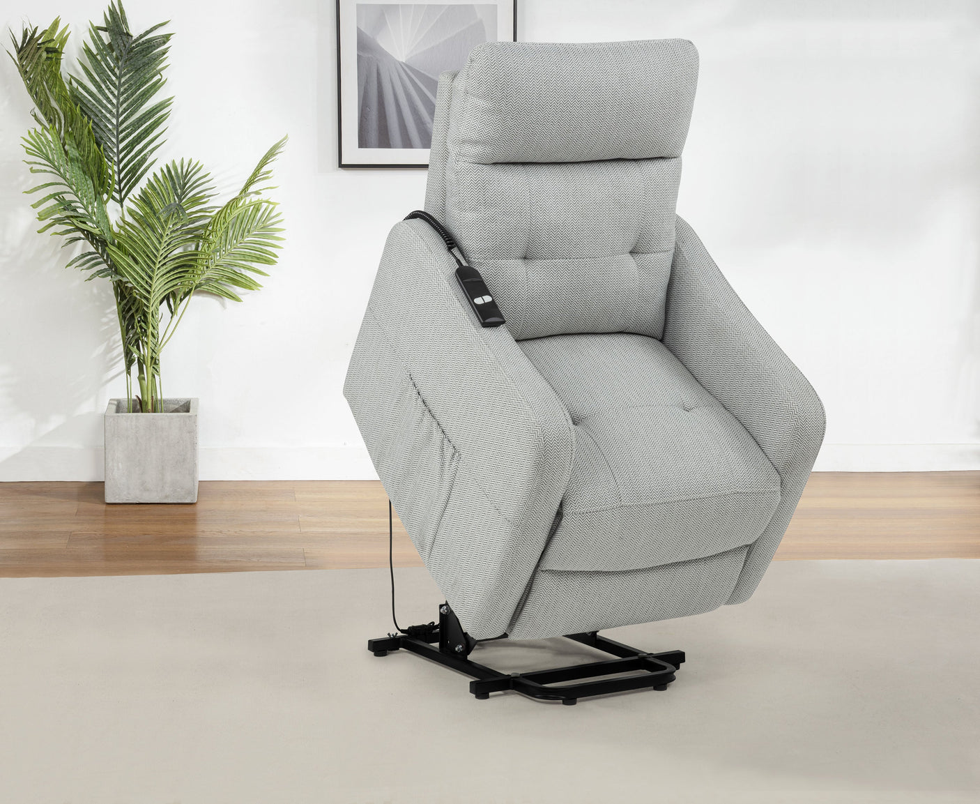Dayes Upholstered Power Lift Recliner Chair Taupe