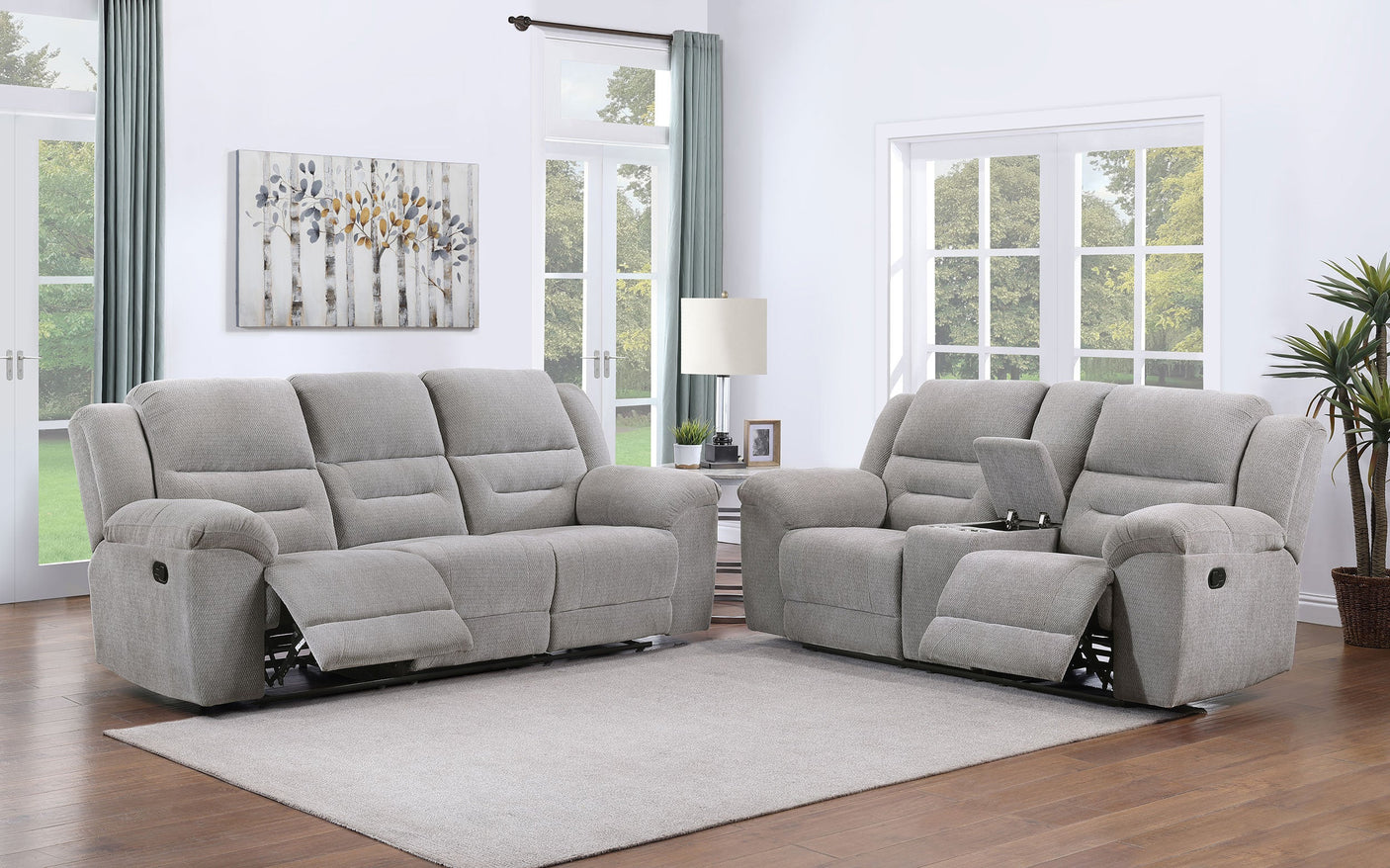 Gilson Chenille Upholstered Reclining Sofa Set