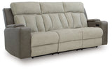 Stately Check Power Reclining Sofa with Adjustable Headrest