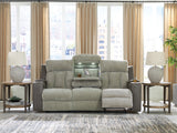Stately Check Power Reclining Sofa with Adjustable Headrest