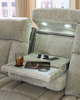 Stately Check Power Reclining Sofa with Adjustable Headrest